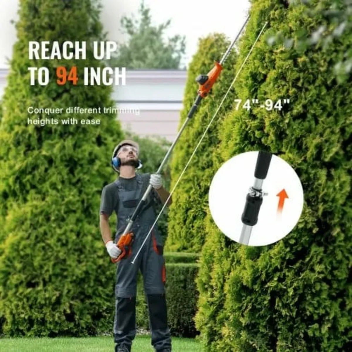 20V Cordless Hedge Trimmer Telescoping Pole Hedge - Image 4