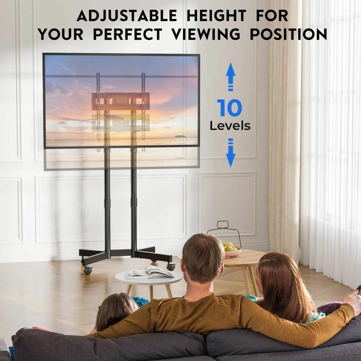 Rolling TV Stand for 32-70 inch TVs Mobile Cart - Image 3