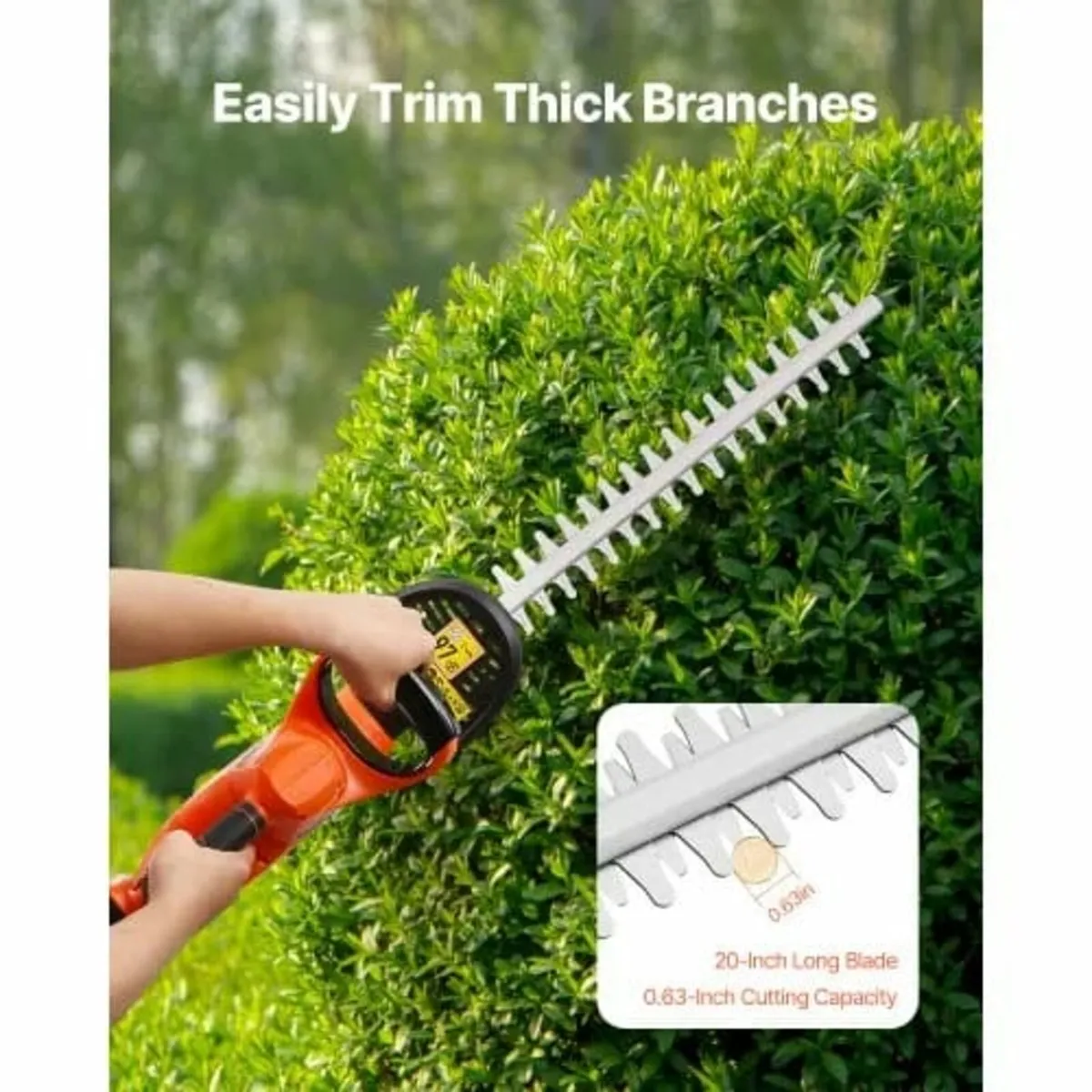 Electric Hedge Trimmer, 1200 RPM, Cordless Hedge T - Image 2