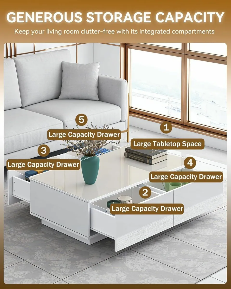 Coffee Table for Living Room Modern Side Wooden - Image 4