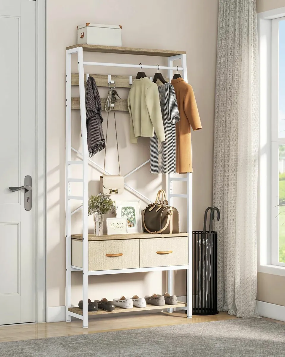Coat Rack Stand with Shoe Storage Floorstanding - Image 3