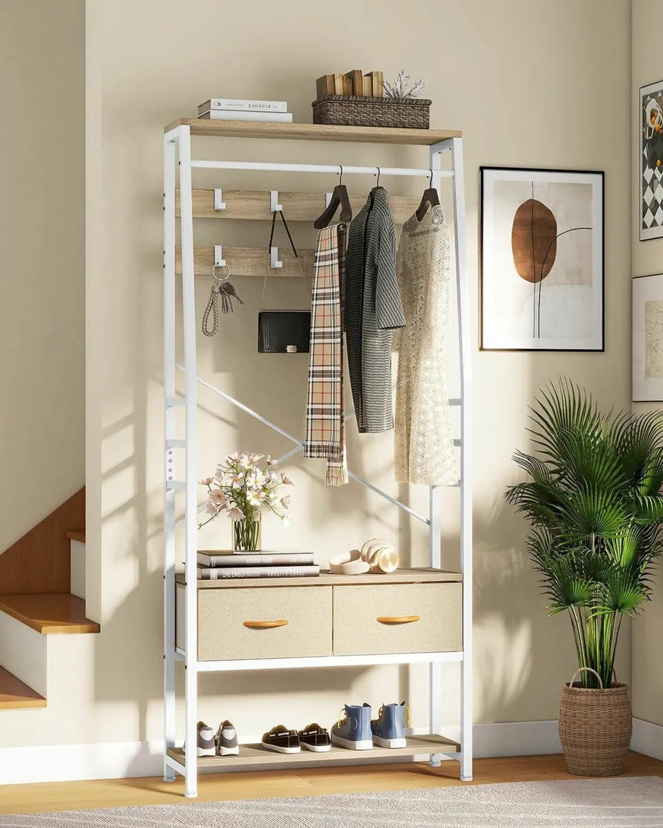 Coat Rack Stand with Shoe Storage Floorstanding - Image 1