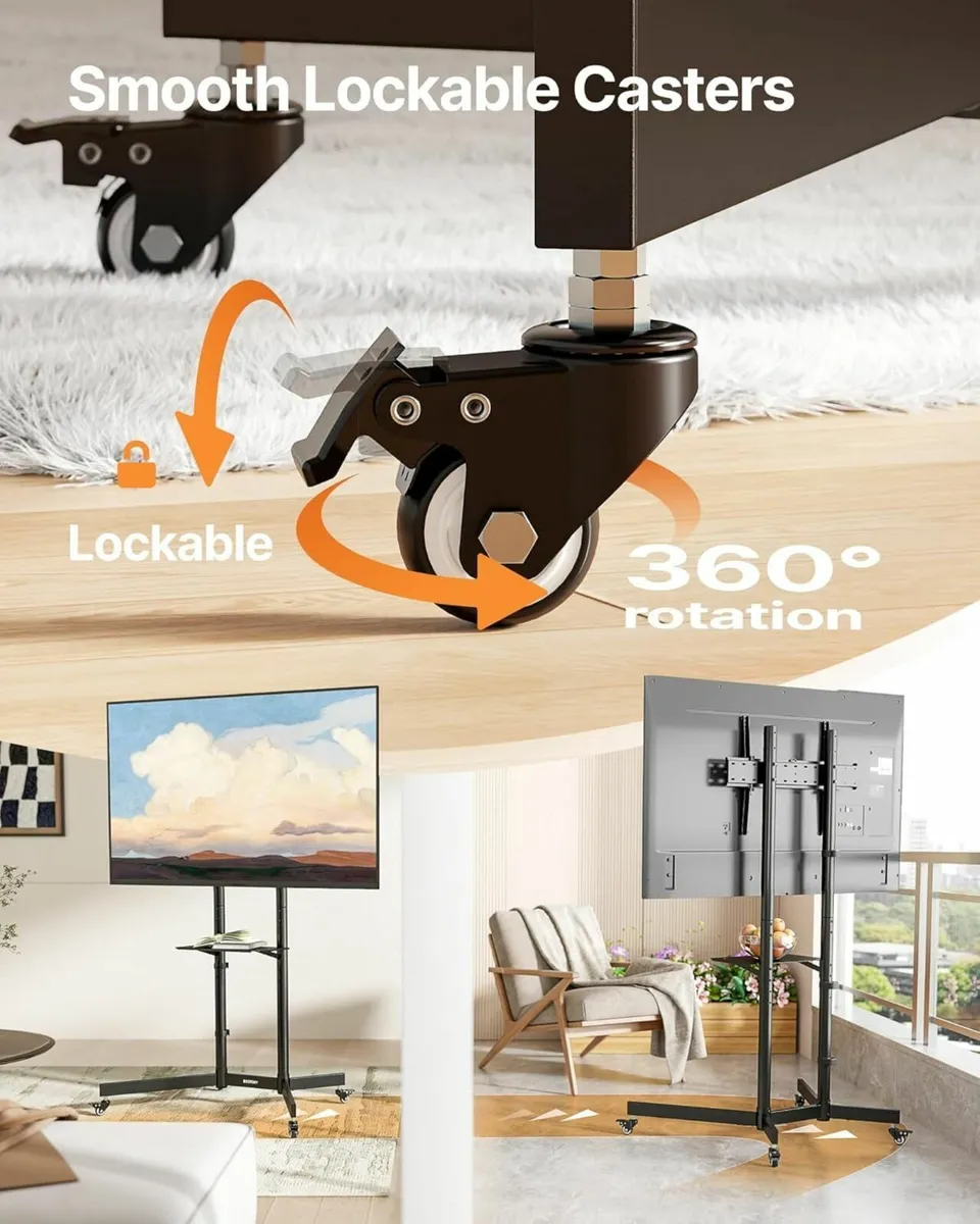 Rolling TV Stand for 32–85 Screens — Supports 70 - Image 4