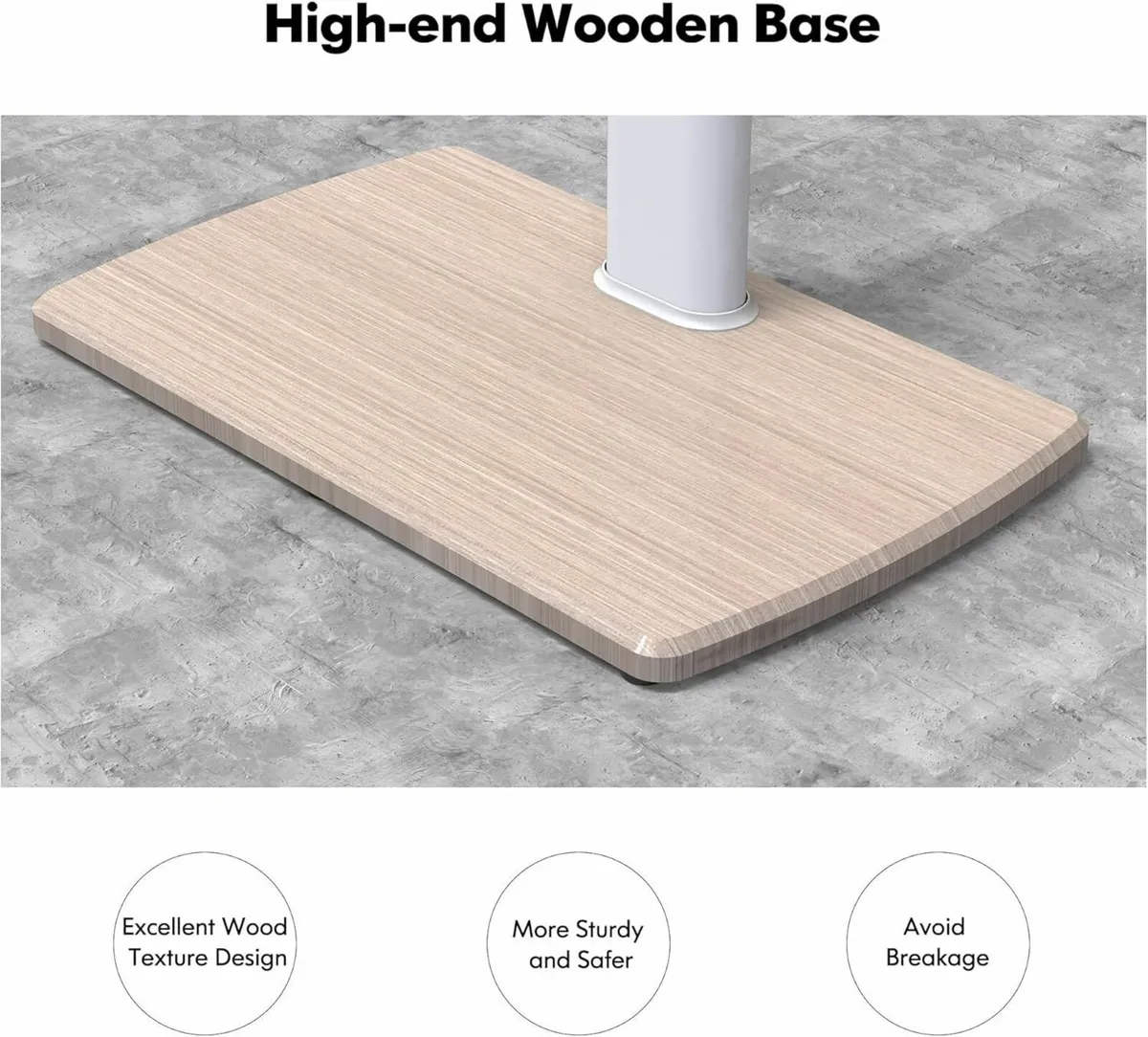 White TV Floor Stand with 20mm Wood Base for - Image 3