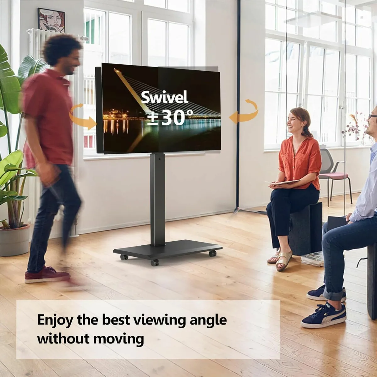 TV Stand on Wheels for 32-75 Inch Landscape to - Image 4