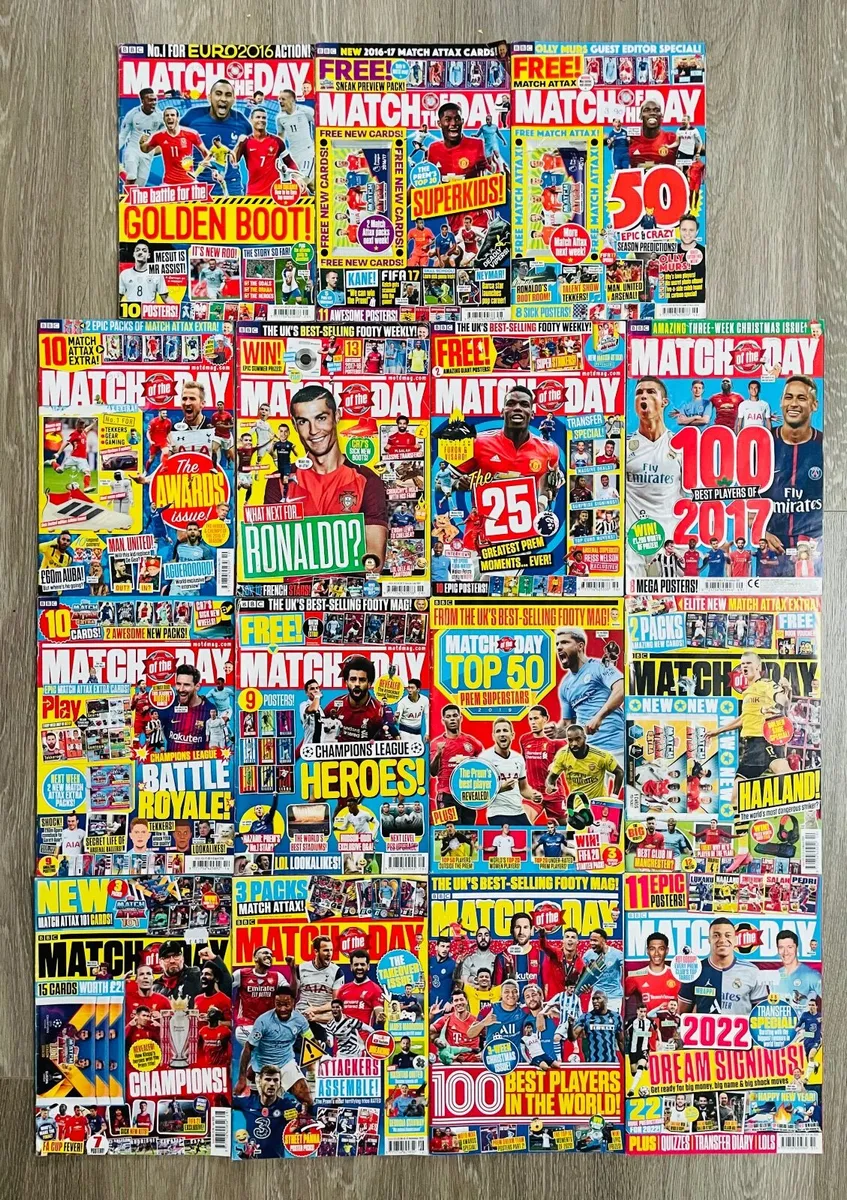 15 Match of the Day Magazines 2016-2022 / Football