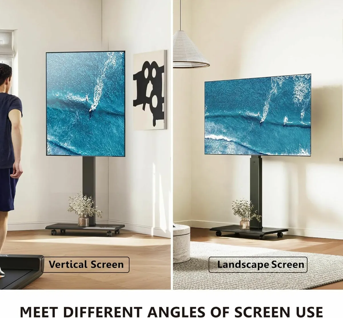 TV Stand on Wheels for 32-75 Inch Landscape to - Image 2