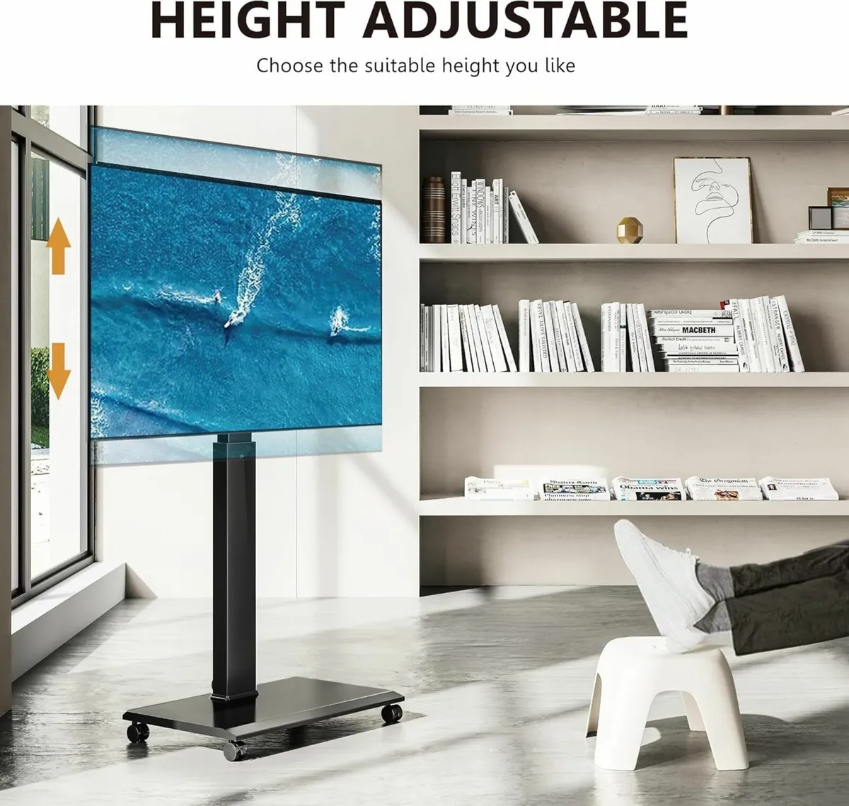 TV Stand on Wheels for 32-75 Inch Landscape to - Image 3