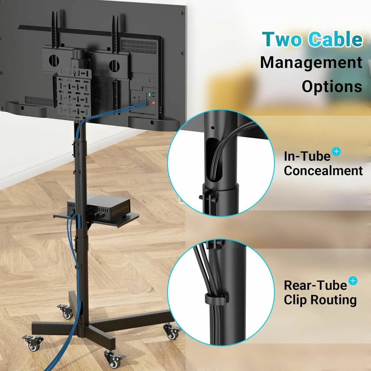 Mobile TV Stand with Pegboard Storage for 23–60 - Image 4