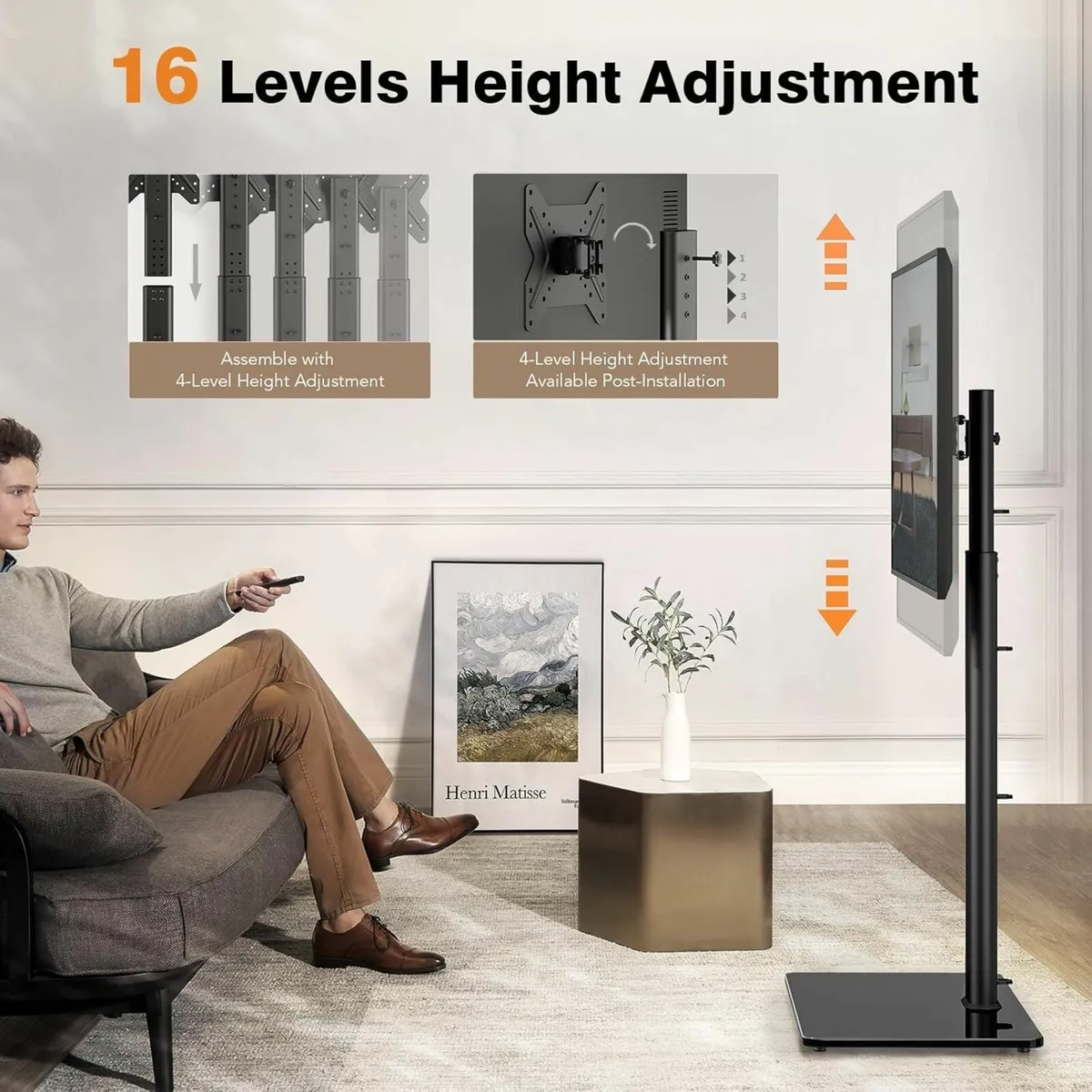 Universal Floor TV Stand with Swivel Mount for 19 - Image 4
