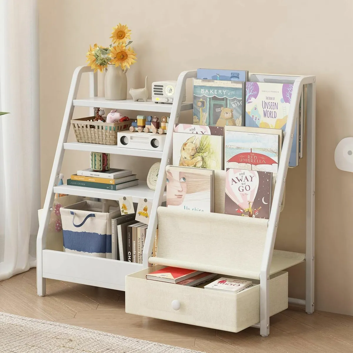 Kids Bookshelf and Toy Storage 3-Tier Sling - Image 1