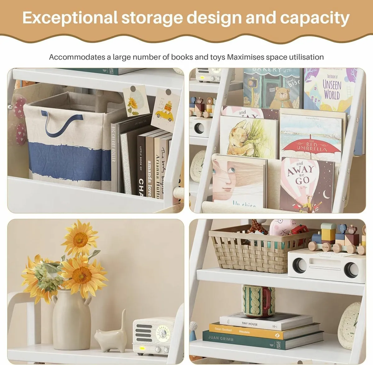 Kids Bookshelf and Toy Storage 3-Tier Sling - Image 3