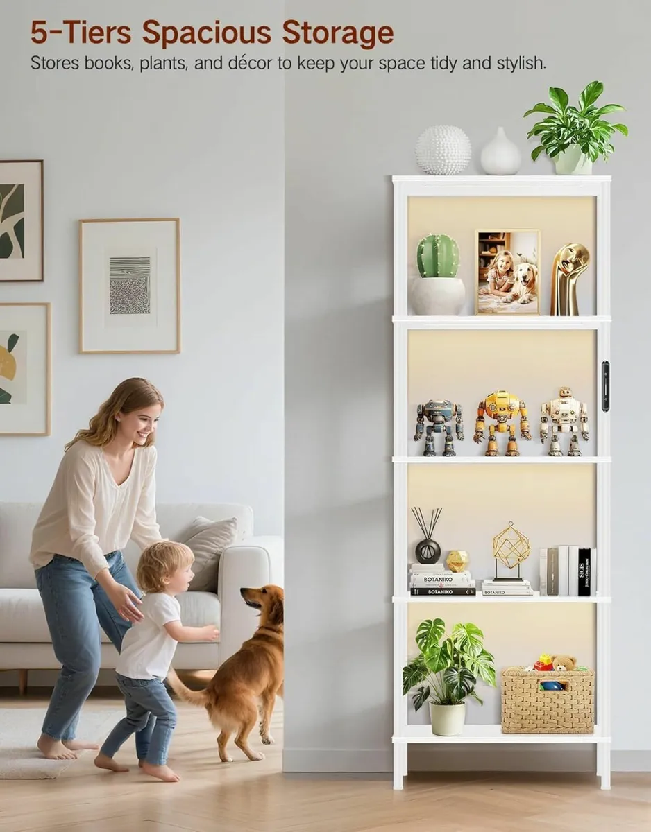 5 Tier Bookshelf with LED Light Touch Remote - Image 4