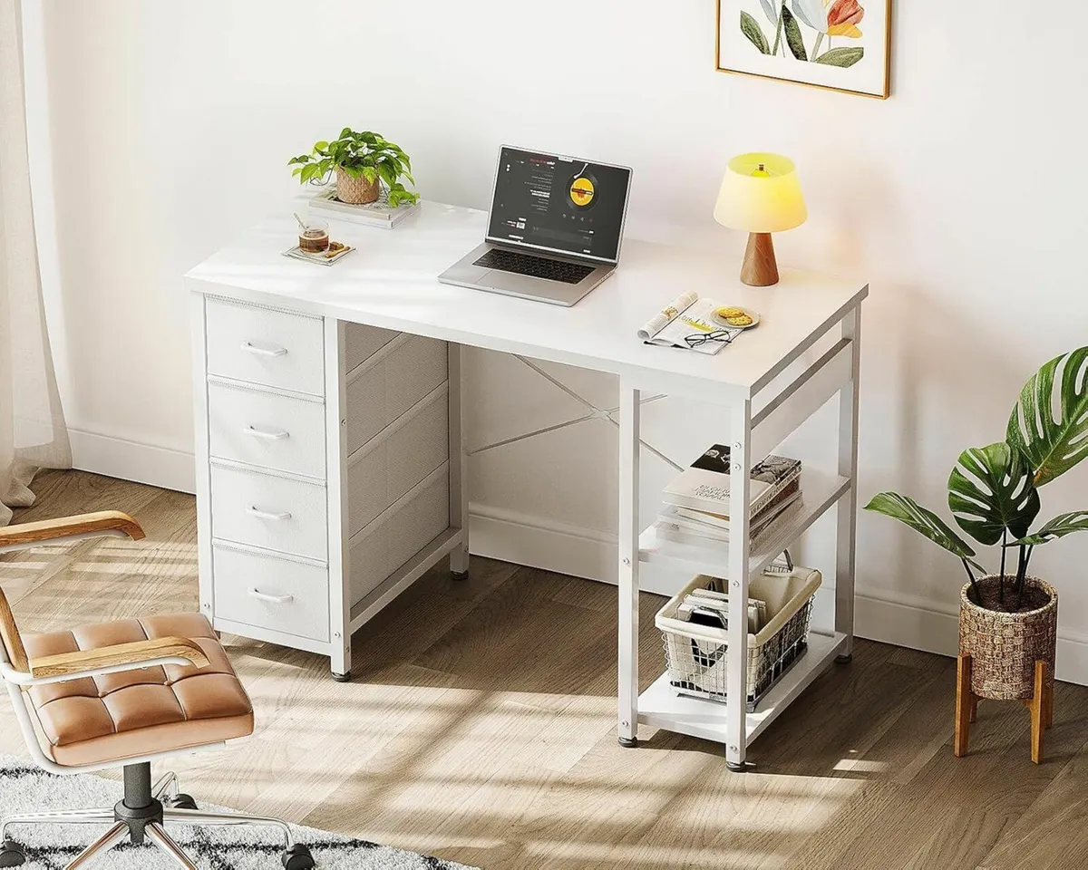 Small Computer Desk with Drawers 100x40cm Office - Image 2