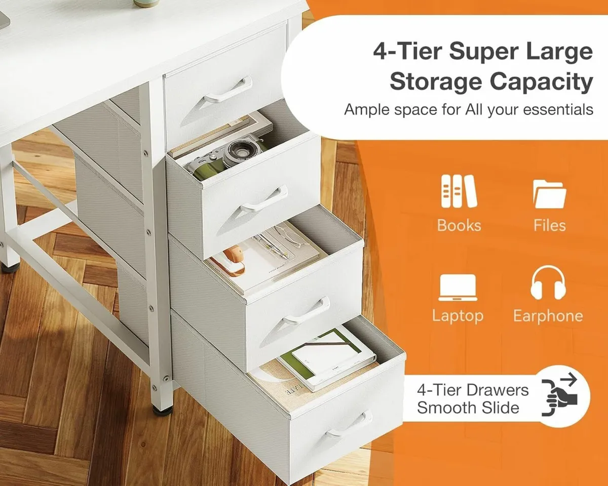 Small Computer Desk with Drawers 100x40cm Office - Image 4