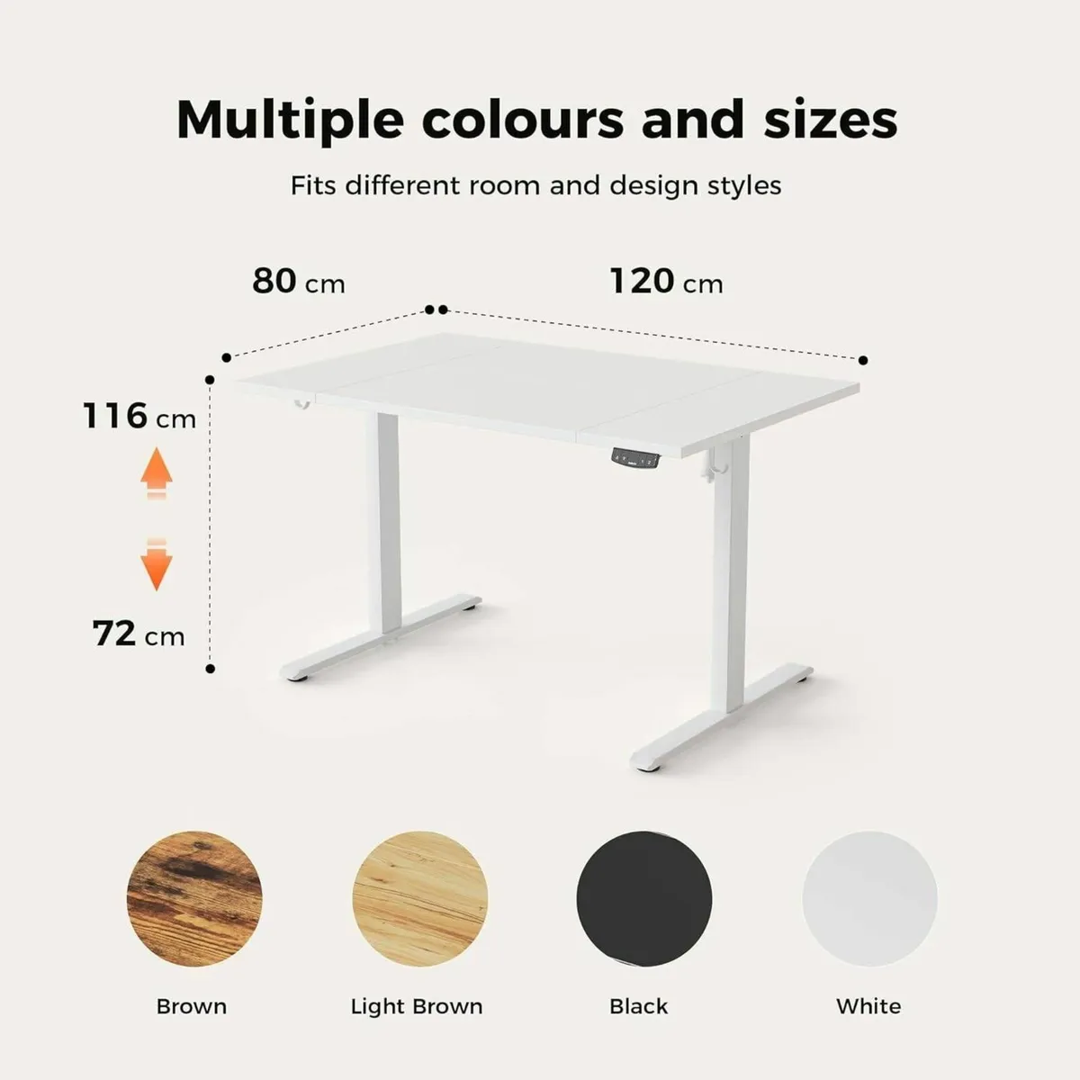 Height-Adjustable Electric Desk 120x80 cm - Image 2
