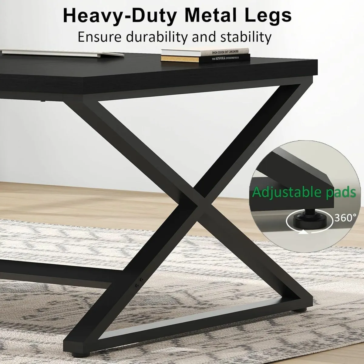 Black Large Computer Desk 70 Inch Long Writing - Image 4