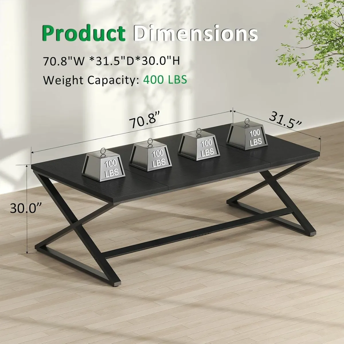 Black Large Computer Desk 70 Inch Long Writing - Image 2