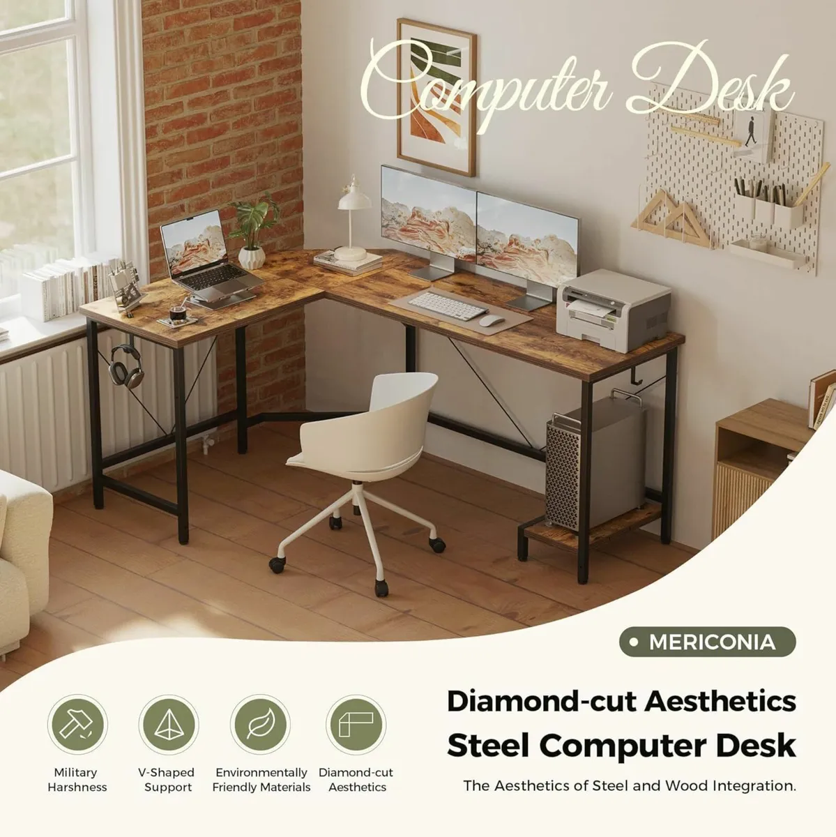 L Shaped Desk 170 cm Corner Gaming for Home - Image 3