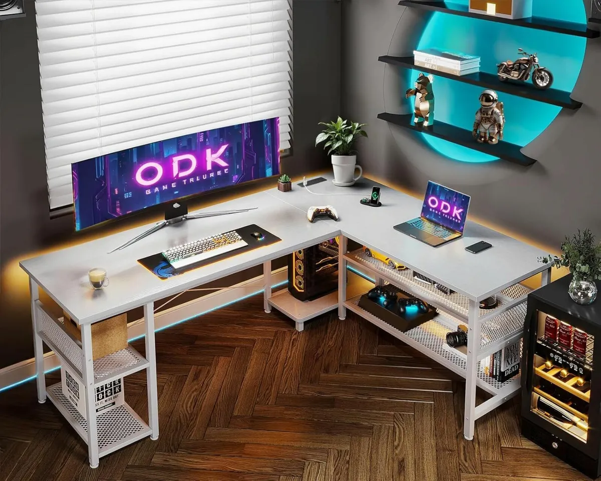 L Shaped Gaming Desk 168 x 120 cm Reversible - Image 2