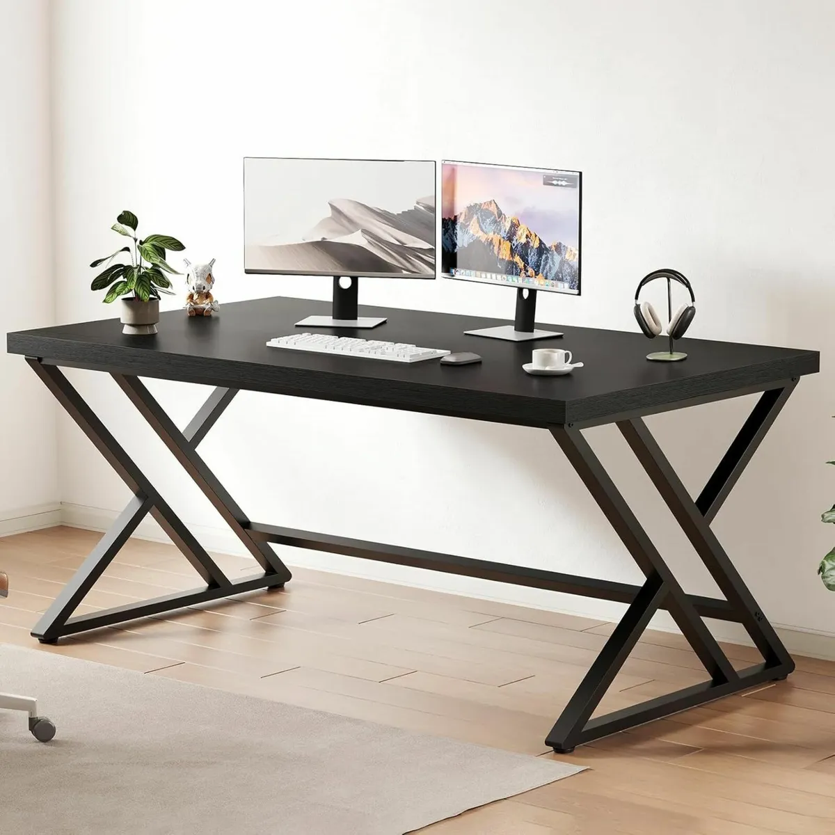 Black Computer Desk Modern Gaming PC Writing for - Image 1