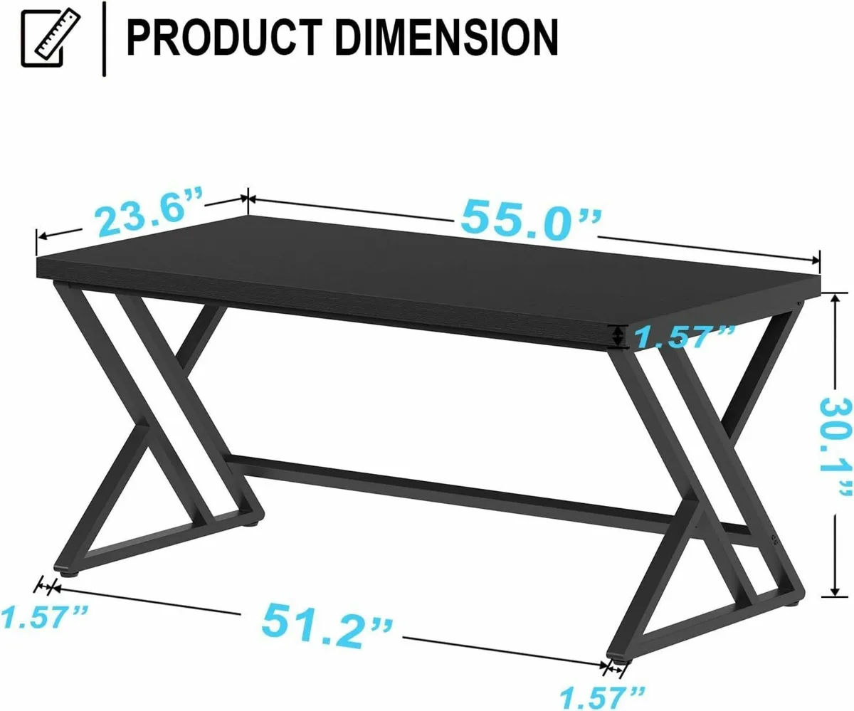 Black Computer Desk Modern Gaming PC Writing for - Image 2