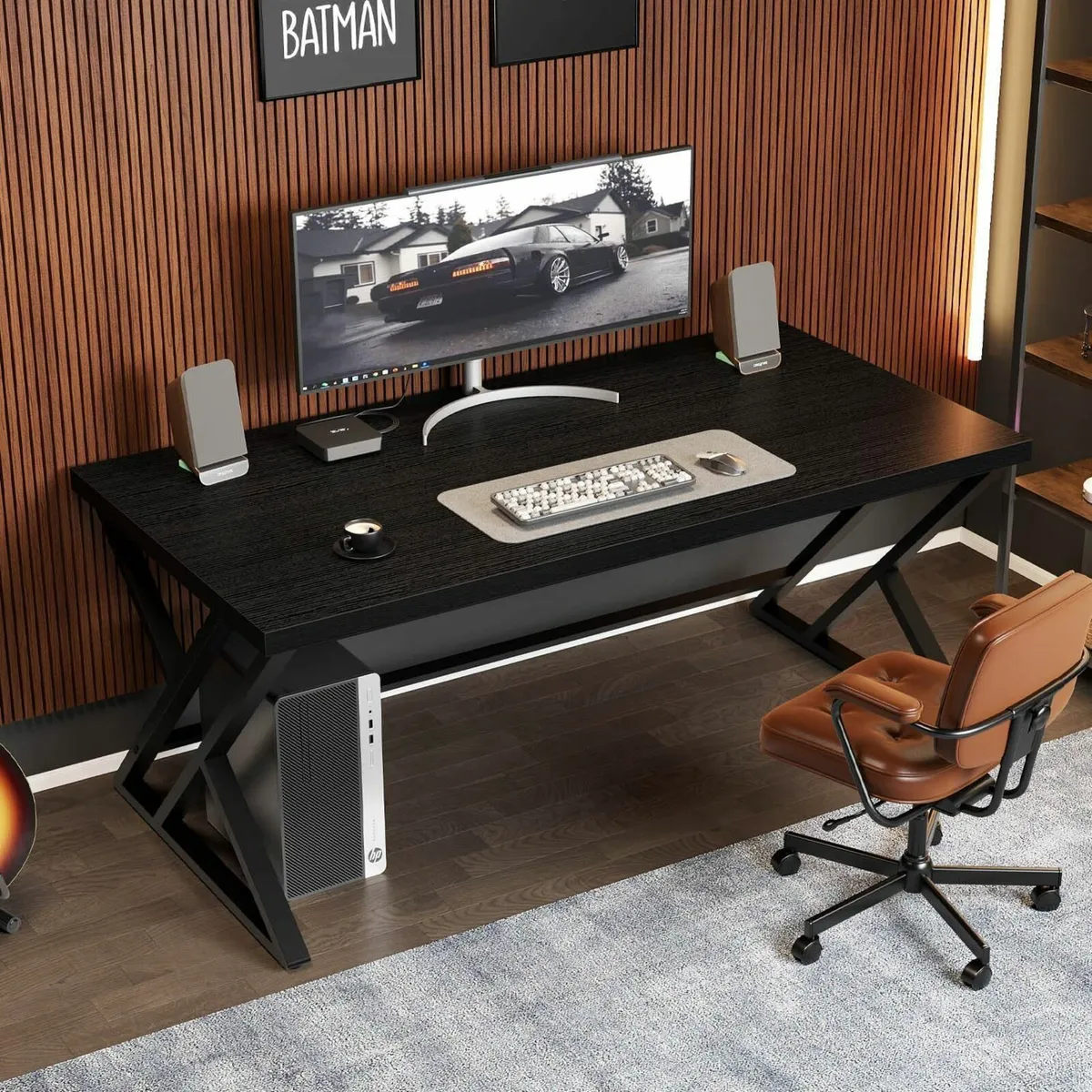 Black Computer Desk Modern Gaming PC Writing for - Image 3