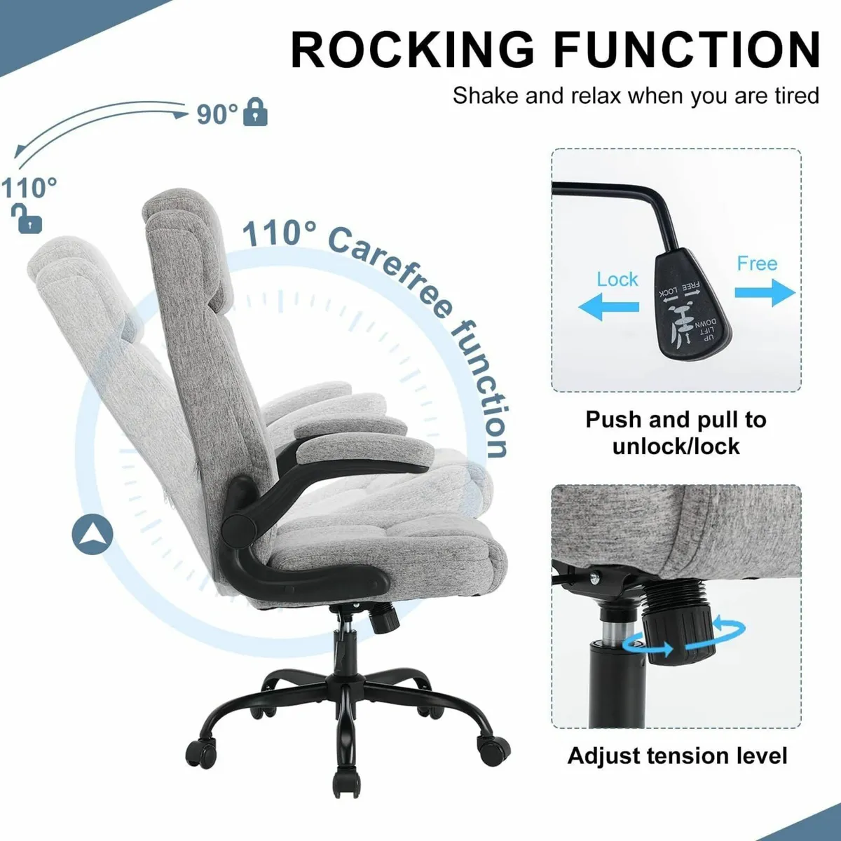 High Back Home Office Chair Adjustable Hearest - Image 3