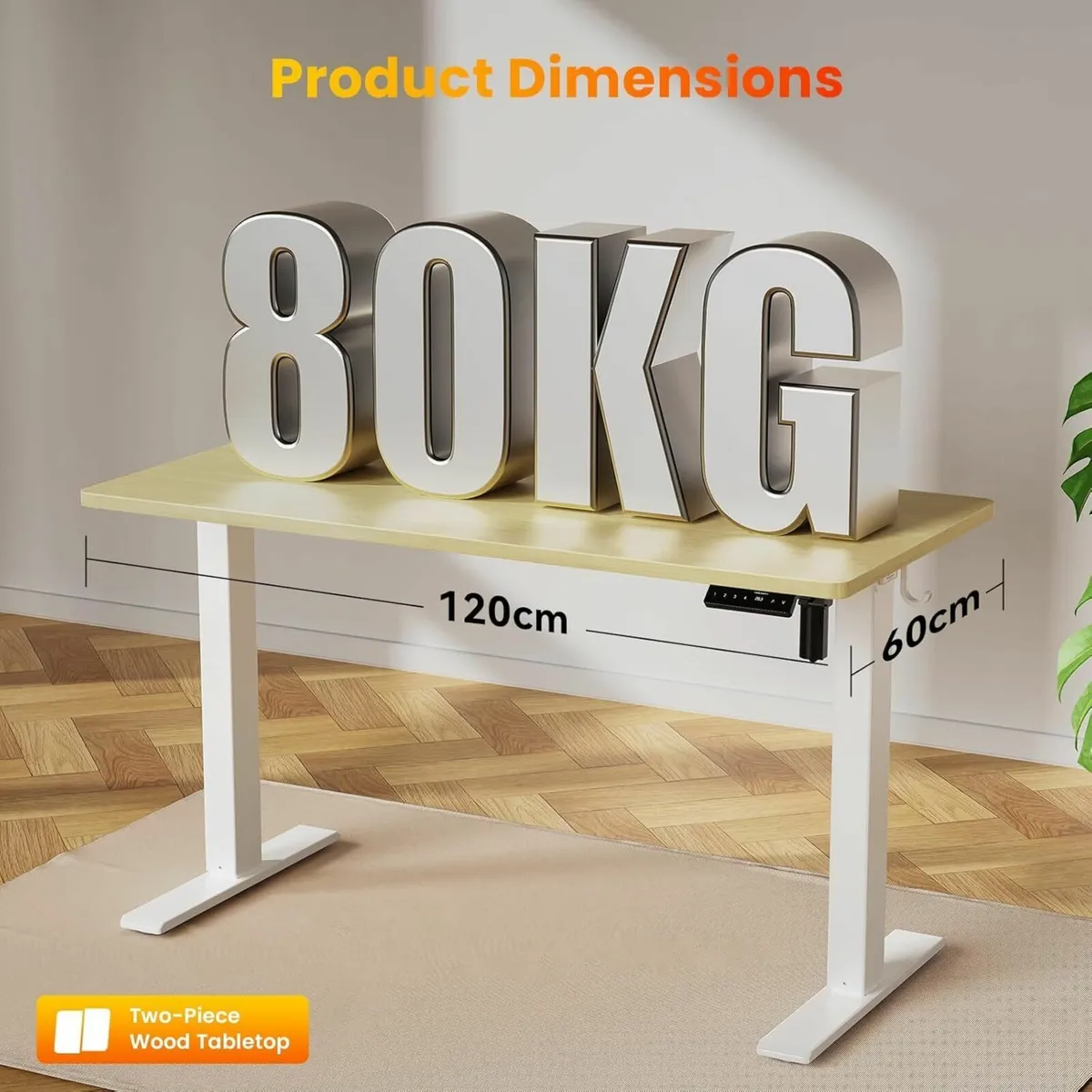 120 x 60 cm Standing Desk Electric Height - Image 3