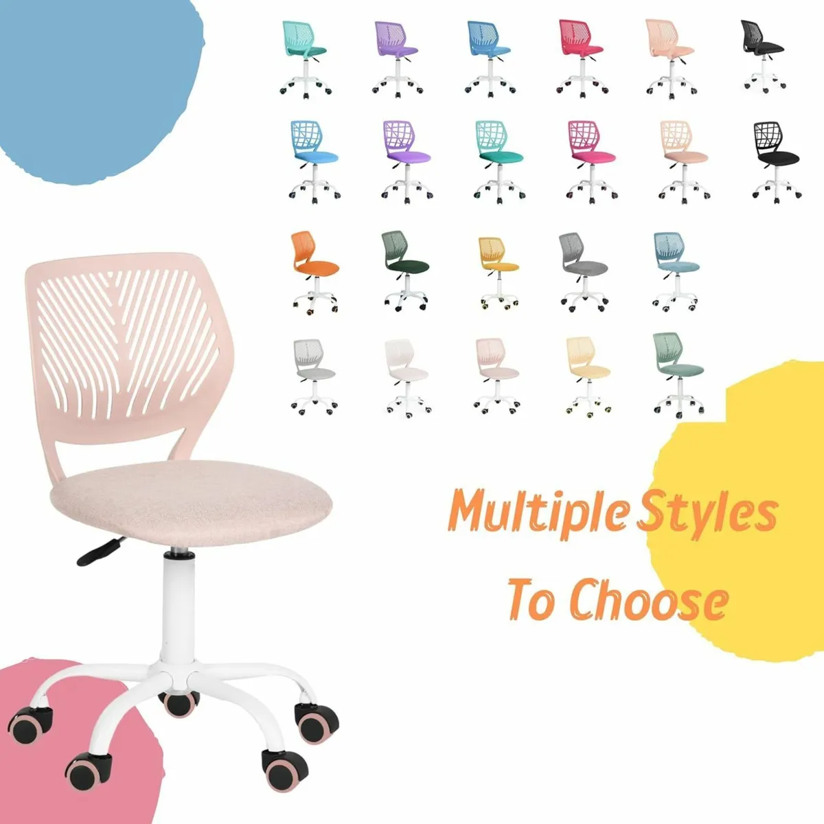 Desk Chair Linen Fabric Seat Ergonomic Swivel - Image 4