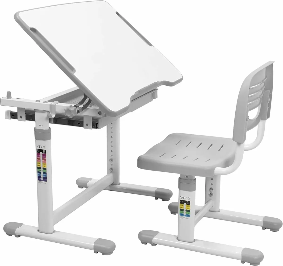 Height Adjustable Children's Desk and Chair Grey - Image 1
