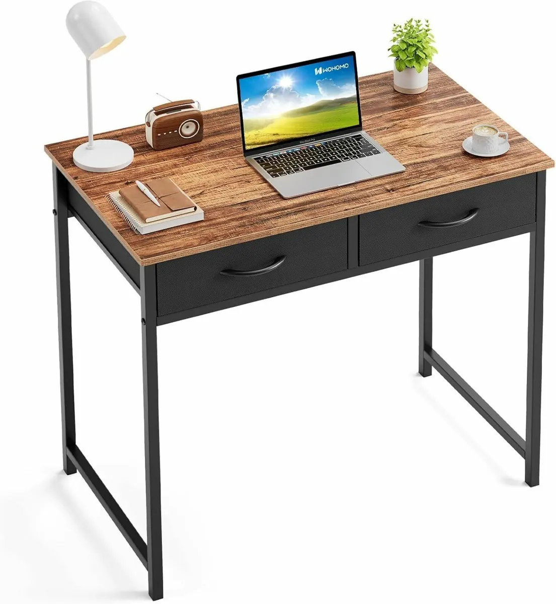 Small Computer Desk with Drawers 31.5 Inch Rustic - Image 1