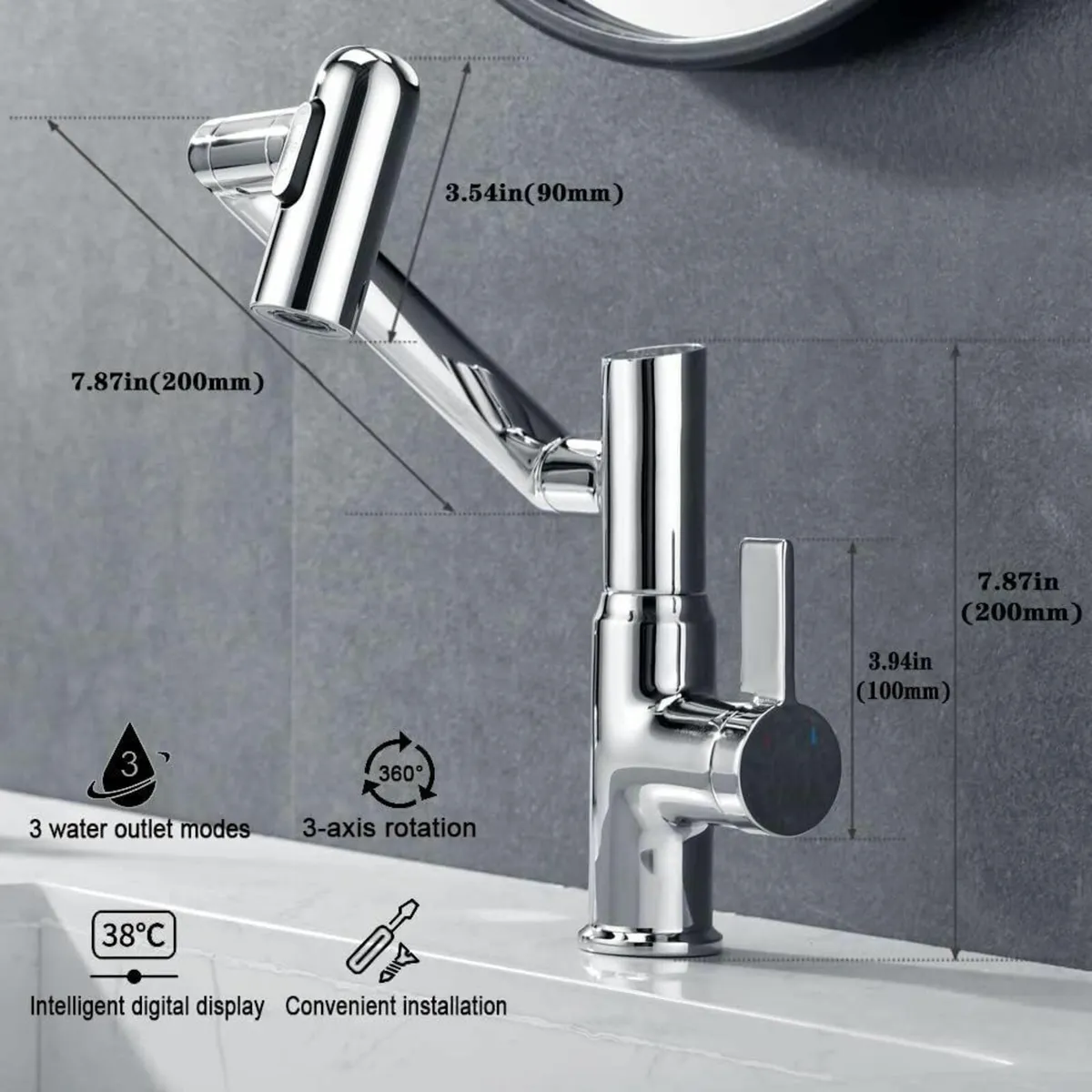 Temperature Bathroom taps 2 Sprays No Electrical - Image 3