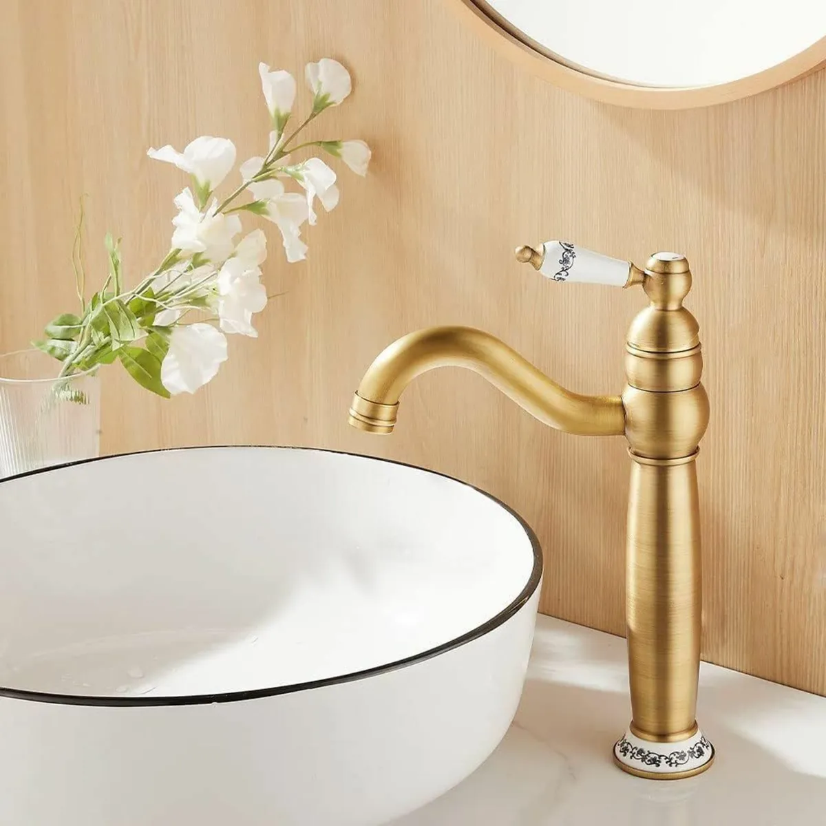 Victorian Bathroom Basin Mixer Tap Mono High Rise - Image 3