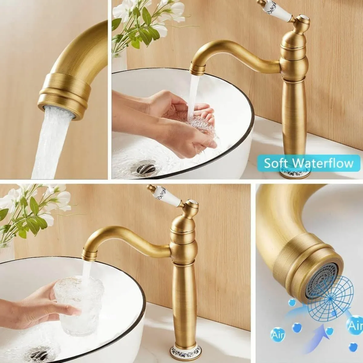 Victorian Bathroom Basin Mixer Tap Mono High Rise - Image 4