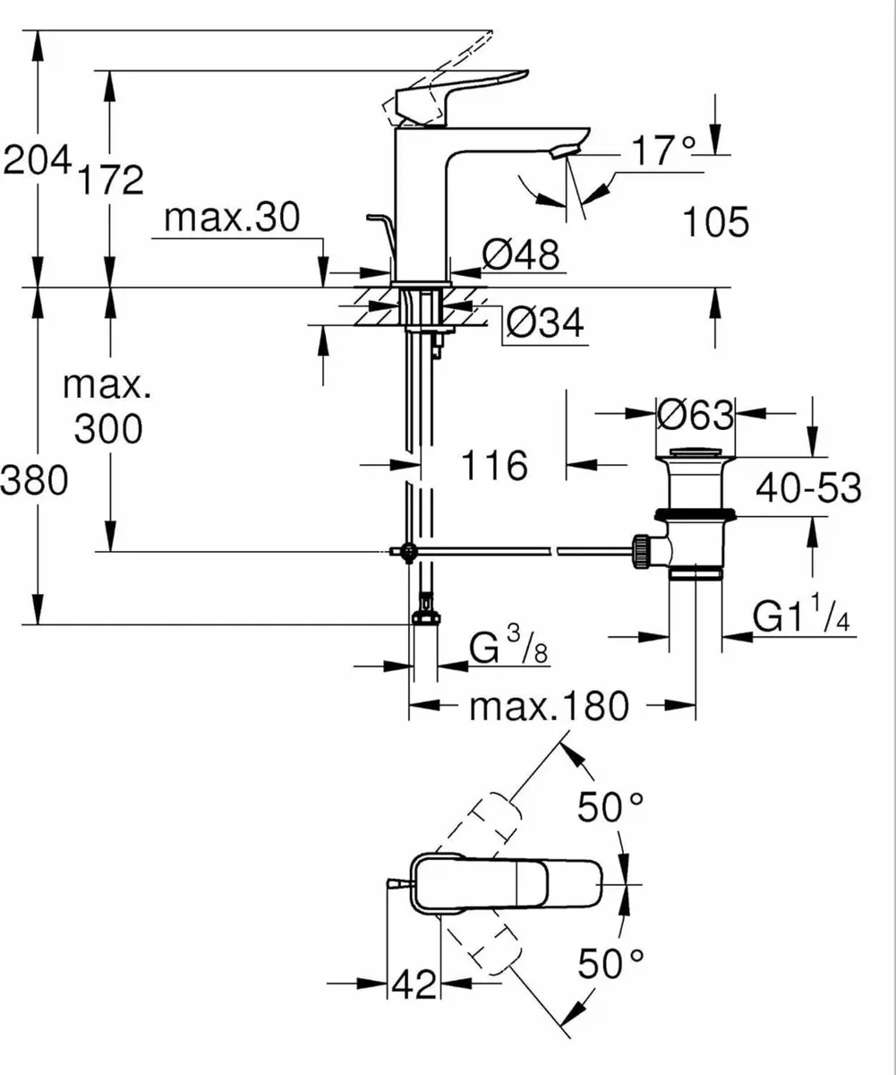 Dice Single Lever Basin Mixer with Pop-Up Waste - Image 3