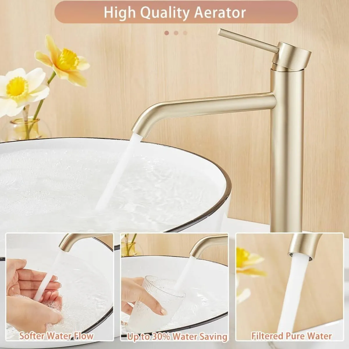 Tall Bathroom Basin Mixer Tap High Rise for - Image 4