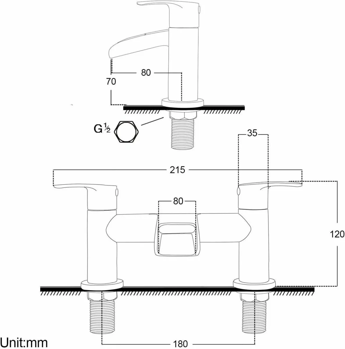 Basin Tap and Bath Waterfall Bathroom Sink Mixer - Image 2