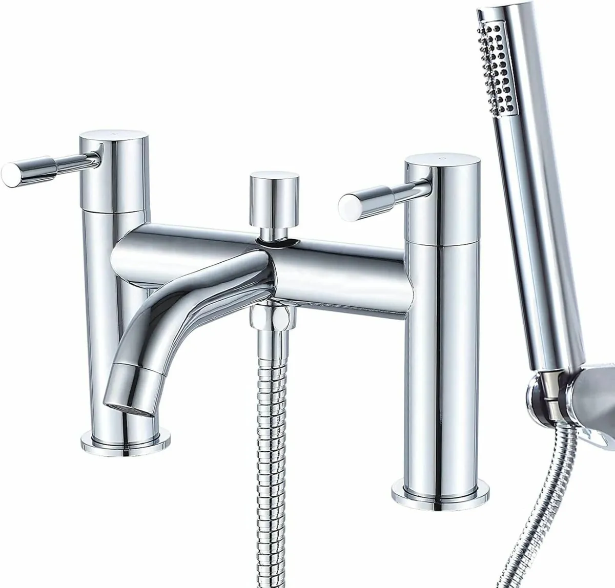 Bath Mixer Taps Modern Dual Lever Chrome Brass - Image 1