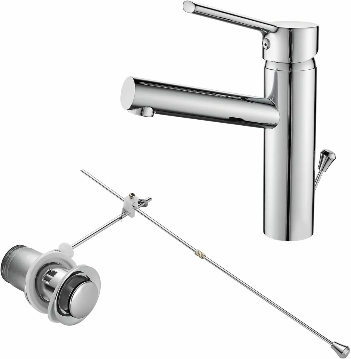 Brass Bathroom Tap with Pull Rod No Dirty Hands - Image 1