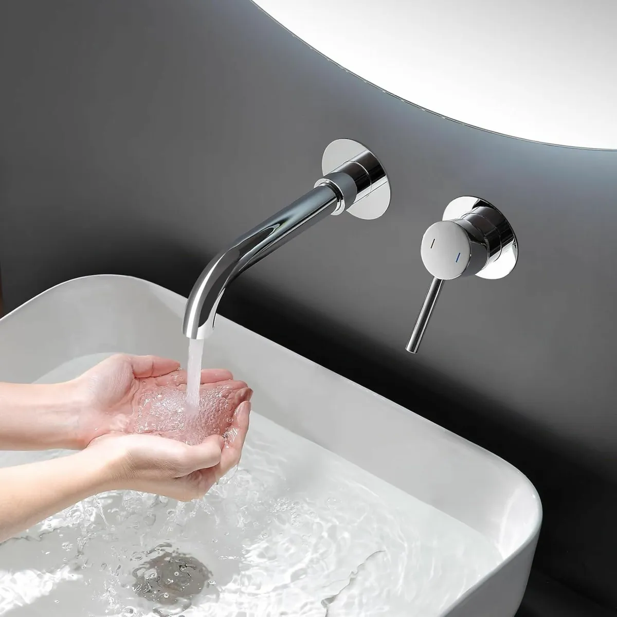 Wall Mounted Basin Mixer Tap for Bath or Tub with - Image 1