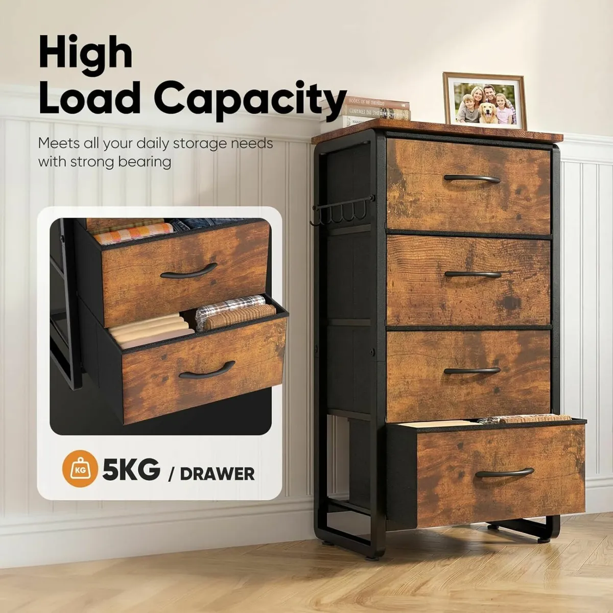 Chest of Drawer with 4 Drawers Large Capacity - Image 4