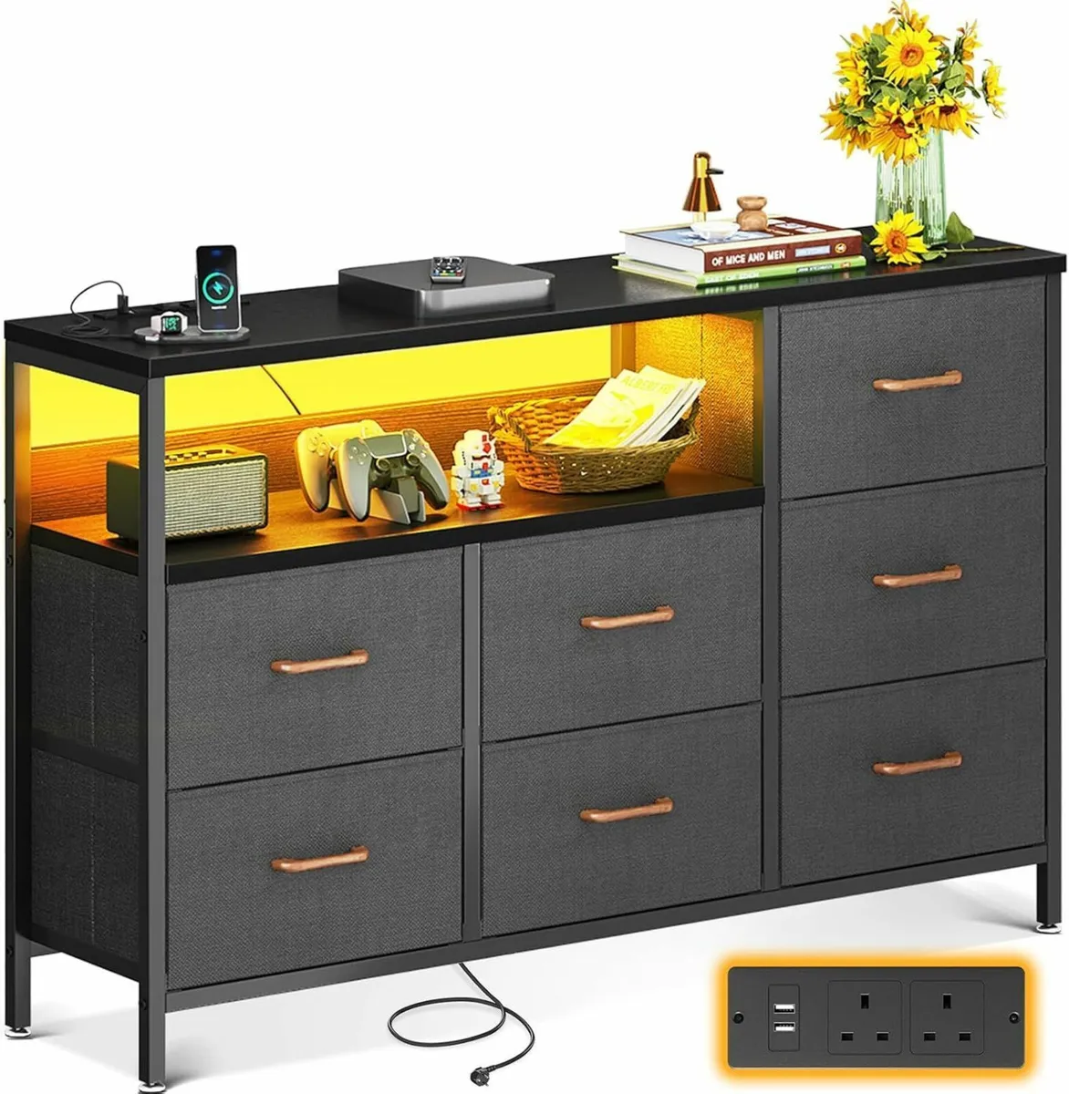 Chest of Drawers Bedroom with Colour Changing LED - Image 1