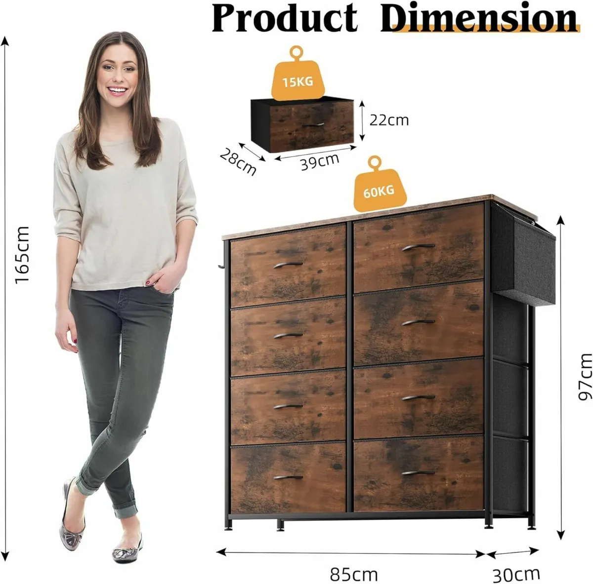 Fabric Chest of Drawers - Canvas Storage Unit - Image 3