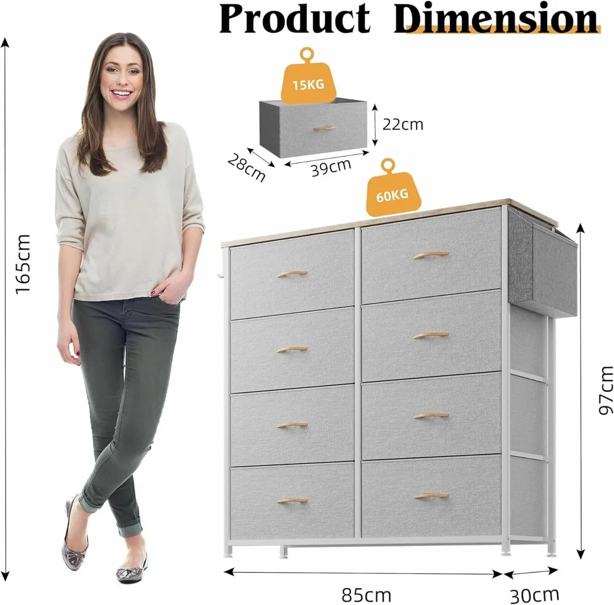 Fabric Chest of Drawers - Canvas Storage Unit - Image 3
