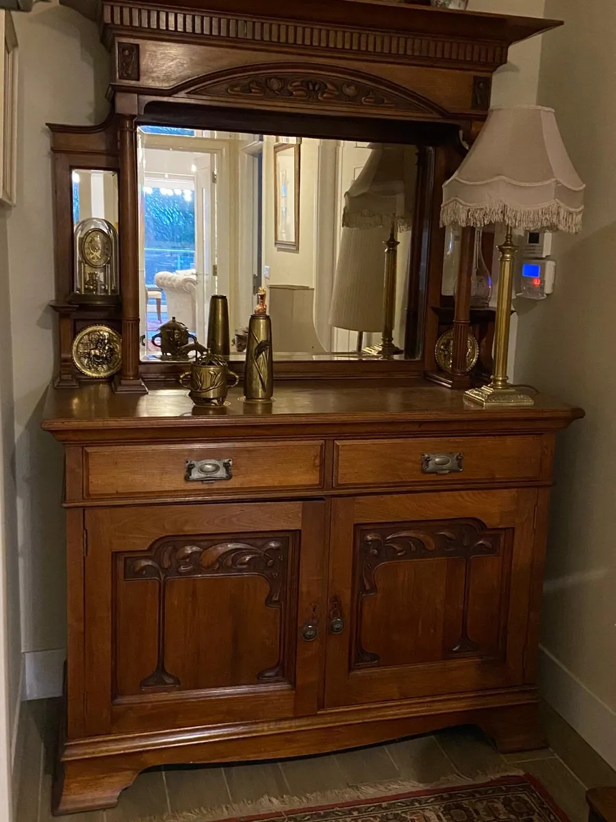 Antique oak drinks cabinet and bookshelf - Image 1