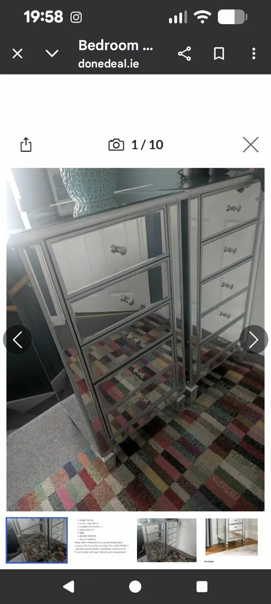 Set of 2 Bedroom Mirrored chest of drawers - Image 4
