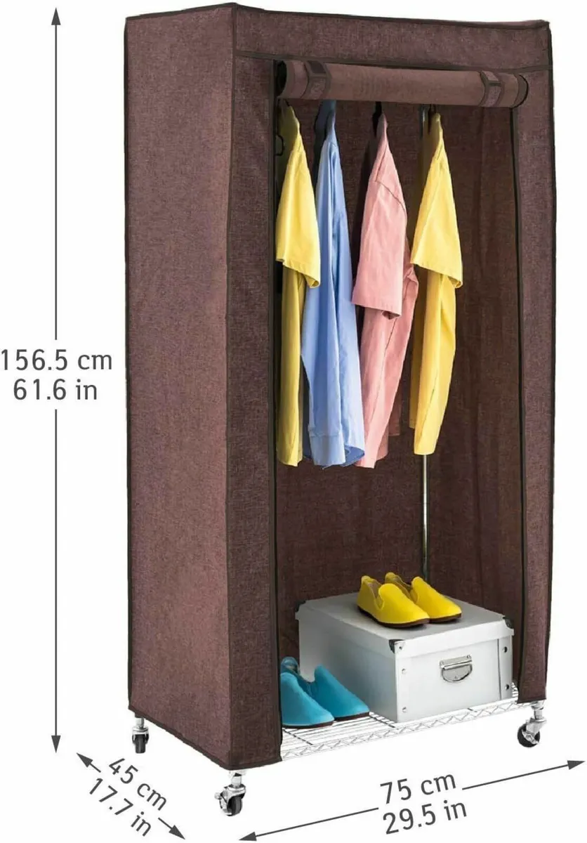 Buffalo Brown Portable Wardrobe with Industrial - Image 2
