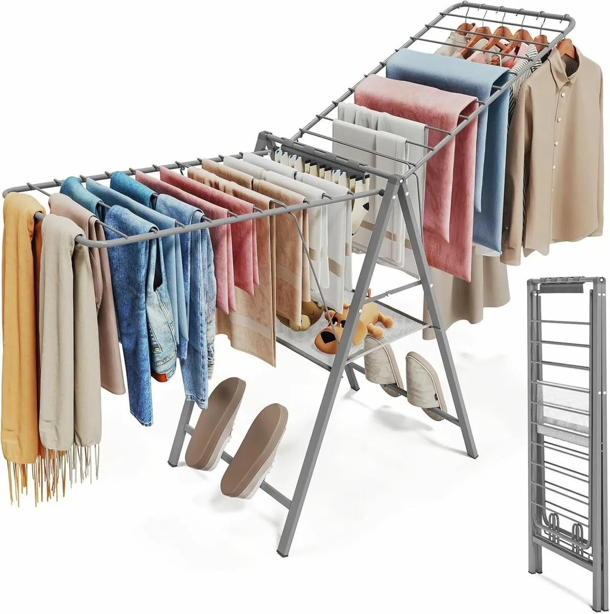 Clothes Drying Rack Foldable Height Adjustable - Image 1