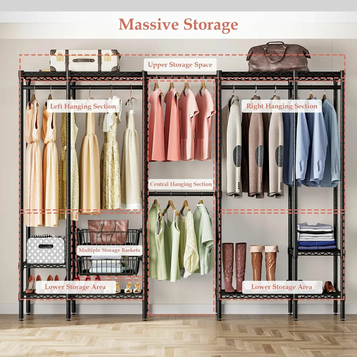 Extendable Clothes Rails Coat Stand with Pull-out - Image 4